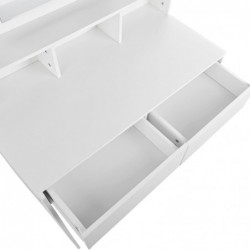 Tocador de maquillaje con Luz | Mueble tocador con Espejo 2 cajones y estantes de almacenamiento | Mesa de maquillaje