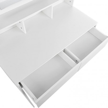 Tocador de maquillaje con Luz | Mueble tocador con Espejo 2 cajones y estantes de almacenamiento | Mesa de maquillaje