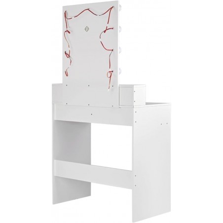 Tocador de maquillaje con Luz | Mueble tocador con Espejo 2 cajones y estantes de almacenamiento | Mesa de maquillaje