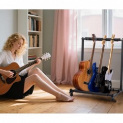 Soporte Guitarra de suelo para 3 instrumentos | Rack plegable universal para guitarra eléctrica, acústica o bajo