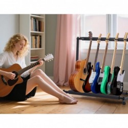 Soporte Guitarra de suelo para 5 instrumentos | Rack plegable universal para guitarra eléctrica, acústica o bajo