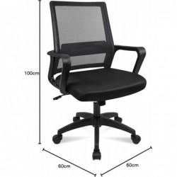 Silla de Oficina o Escritorio ergonómica con Ruedas giratorias y Soporte Lumbar. Respaldo de Malla Transpirable Max 150k