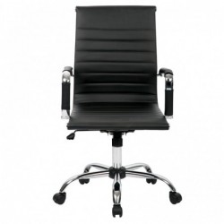 Silla de Oficina o escritorio Negra de Diseño Moderno y elegante - Ergonomica y Reclinable - de Piel Cuero Sintetico