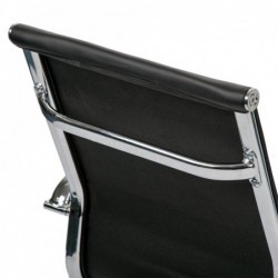 Silla de Oficina o escritorio Negra de Diseño Moderno y elegante - Ergonomica y Reclinable - de Piel Cuero Sintetico