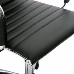 Silla de Oficina o escritorio Negra de Diseño Moderno y elegante - Ergonomica y Reclinable - de Piel Cuero Sintetico
