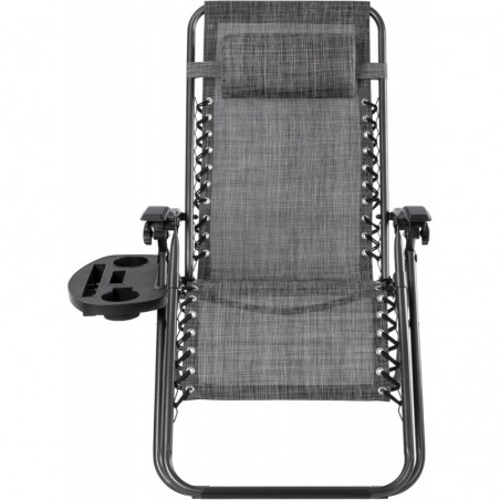 Pack 2 Tumbonas Plegables Gravedad Cero para Jardín, Playa y Piscina, Sillas Exterior Reclinables, Bandeja y Acero Anticorrosión