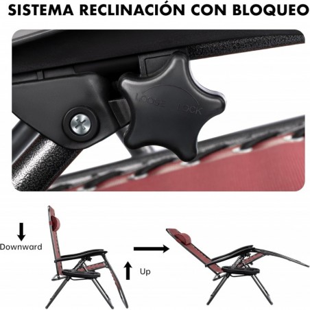Pack 2 Tumbonas Plegables Gravedad Cero para Jardín, Playa y Piscina, Sillas Exterior Reclinables, Bandeja y Acero Anticorrosión
