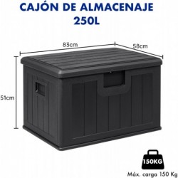 Baúl exterior almacenaje de resina impermeable multiusos | Arcón de jardín resistente a la intemperie | Almacenamiento