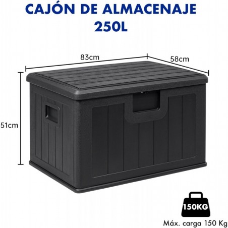 Baúl Exterior de Resina Impermeable 205-450L | Arcón de Jardín Resistente a la Intemperie con Tapa y Asa