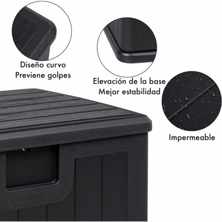 Baúl Exterior de Resina Impermeable 205-450L | Arcón de Jardín Resistente a la Intemperie con Tapa y Asa