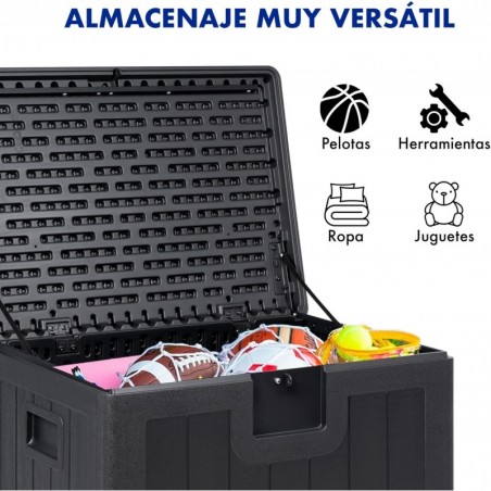 Baúl Exterior de Resina Impermeable 205-450L | Arcón de Jardín Resistente a la Intemperie con Tapa y Asa