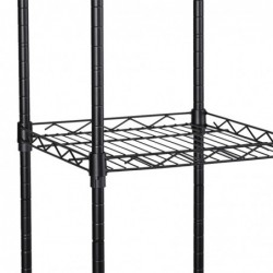 Estantería metálica blanca 5 baldas ajustables con ganchos laterales | 145x30x30cm | Estante almacenamiento resistente