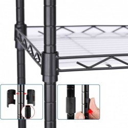 Estantería metálica blanca 5 baldas ajustables con ganchos laterales | 145x30x30cm | Estante almacenamiento resistente