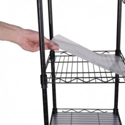 Estantería metálica blanca 5 baldas ajustables con ganchos laterales | 145x30x30cm | Estante almacenamiento resistente