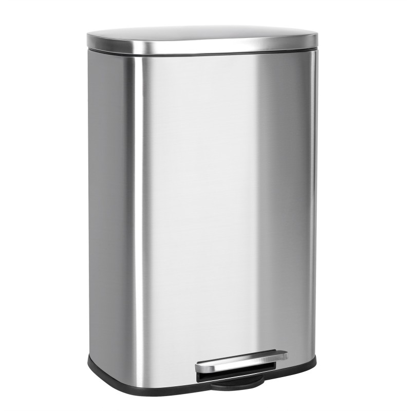Cubo de Basura para la Cocina, 50 L, Cubo de Pedal de Acero con Tapa, Cierre Suave, Acero Inoxidable.