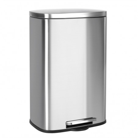 Cubo de Basura para la Cocina, 50 L, Cubo de Pedal de Acero con Tapa, Cierre Suave, Acero Inoxidable.