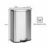Cubo de Basura para la Cocina, 50 L, Cubo de Pedal de Acero con Tapa, Cierre Suave, Acero Inoxidable.
