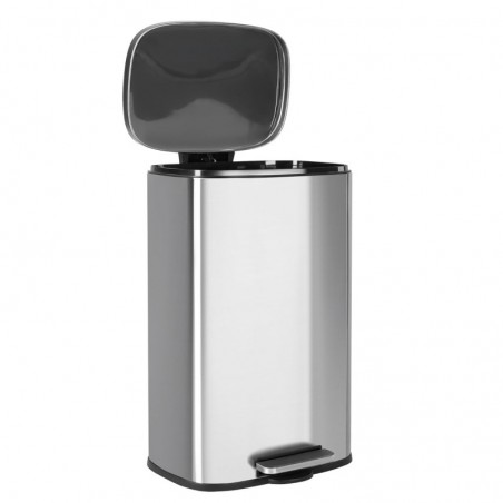 Cubo de Basura para la Cocina, 50 L, Cubo de Pedal de Acero con Tapa, Cierre Suave, Acero Inoxidable.