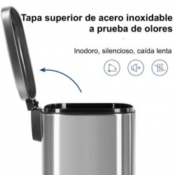 Cubo de Basura para la Cocina, 50 L, Cubo de Pedal de Acero con Tapa, Cierre Suave, Acero Inoxidable.