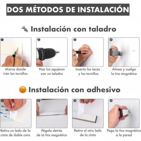 Barra Magnética para Cuchillos de Acero Inoxidable 30cm o 40cm | Soporte Cuchillero con Adhesivo 3M y Tornillos