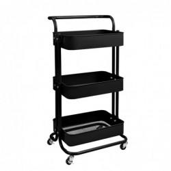 Carro De Cocina Metalico con Ruedas. Carrito Auxiliar Multiuso.3 Cajones de Almacenamiento. 85x43x37cm. Salón, oficina.