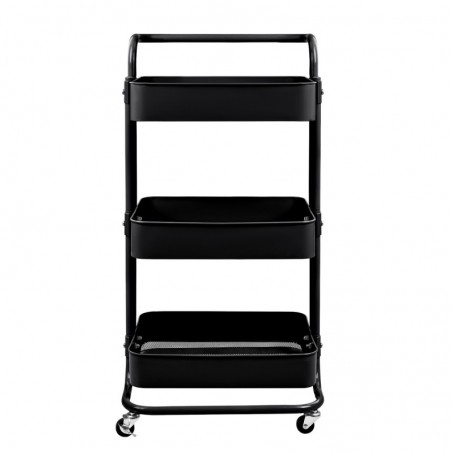 Carro Auxiliar de Cocina Metálico con 3 Cajones y Ruedas Giratorias - Carrito Multiuso para Salón y Oficina 85x43x37 cm
