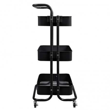 Carro Auxiliar de Cocina Metálico con 3 Cajones y Ruedas Giratorias - Carrito Multiuso para Salón y Oficina 85x43x37 cm