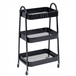 Carro de Cocina Metálico con Ruedas. Carrito Auxiliar Multiuso. 3 Cajones de Almacenamiento. Cocina, Salón, Oficina