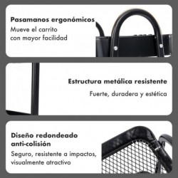 Carro de Cocina Metálico con Ruedas. Carrito Auxiliar Multiuso. 3 Cajones de Almacenamiento. Cocina, Salón, Oficina