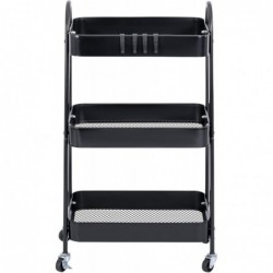 Carro de Cocina Metálico con Ruedas. Carrito Auxiliar Multiuso. 3 Cajones de Almacenamiento. Cocina, Salón, Oficina