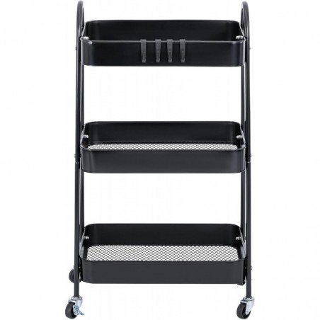 Carro de Cocina Metálico con Ruedas. Carrito Auxiliar Multiuso. 3 Cajones de Almacenamiento. Cocina, Salón, Oficina