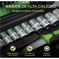 T-LoVendo Maletin de Herramientas juego 130 pcs piezas Caja Maleta para Taller Carraca Llaves Vaso Pequeña Portátil¡