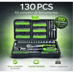 T-LoVendo Maletin de Herramientas juego 130 pcs piezas Caja Maleta para Taller Carraca Llaves Vaso Pequeña Portátil¡