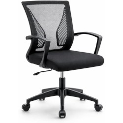 Silla de Oficina Ergonómica con Ruedas y Soporte Lumbar | Respaldo Malla Transpirable Ajustable en Altura hasta 150kg