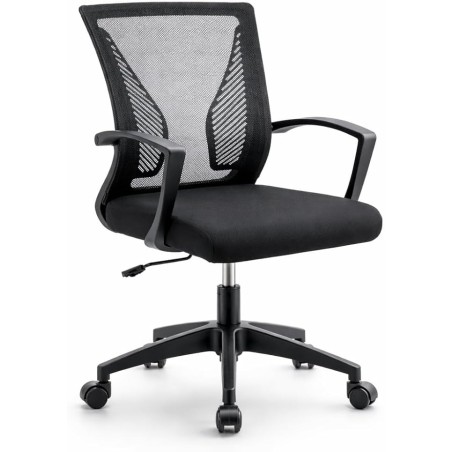Silla de Oficina Ergonómica con Ruedas y Soporte Lumbar | Respaldo Malla Transpirable Ajustable en Altura hasta 150kg