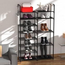 Zapatero Estrecho de 5 Niveles con Ganchos - Organizador de Zapatos y Botas para Recibidor 89x31x59 cm