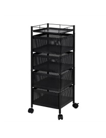 Carro Auxiliar Metálico con 3 Cestas Plegables y Ruedas - Carrito Organizador para Cocina y Verdulero