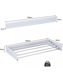 Tendedero de Pared Plegable Extensible Retráctil - Barra de Secado con 5 Tubos de Aluminio y Capacidad 30 kg 80cm -100cm