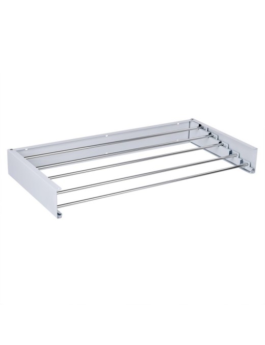 Tendedero de Pared Plegable Extensible Retráctil - Barra de Secado con 5 Tubos de Aluminio y Capacidad 30 kg 80cm -100cm