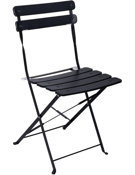 Set de Mesa y 2 Sillas Plegables para Jardín y Terraza - Muebles de Exterior en Metal y Madera Estilo Retro