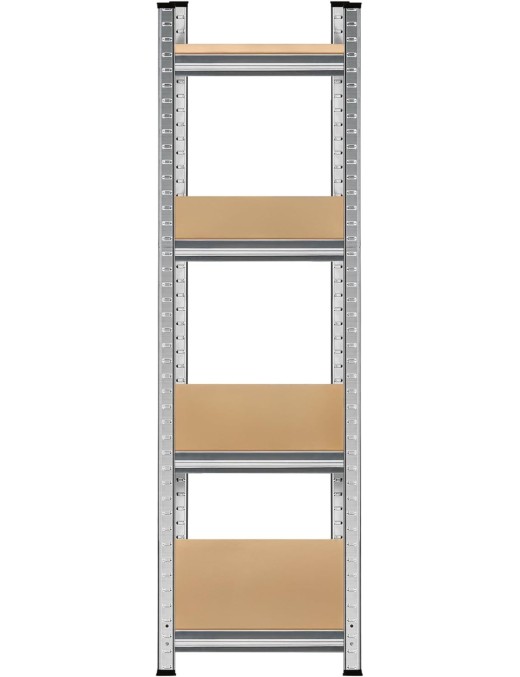 Estantería Metálica Almacenaje de Acero Galvanizado + 4 Baldas MDF, 140x70x30 cm, Modular, Baldas Ajustables, trastero
