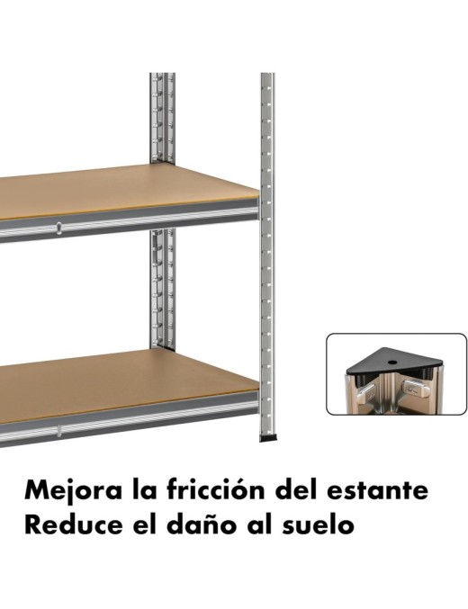 Estantería Metálica Almacenaje de Acero Galvanizado + 4 Baldas MDF, 140x70x30 cm, Modular, Baldas Ajustables, trastero