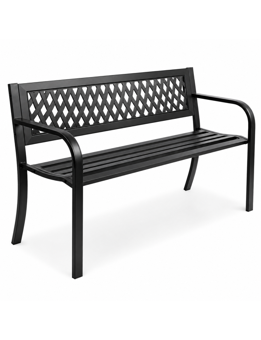 Banco de Jardín Exterior de Metal 2-3 Plazas | Asiento de Acero Resistente | Ideal para Terraza, Patio, Porche o Balcón