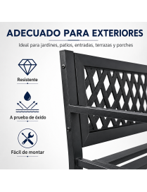 Banco Jardín Exterior T-LOVENDO de Metal 2-3 Plazas con Asiento Acero Resistente Anticorrosión - Terraza Patio Balcón