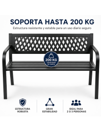 Banco Jardín Exterior T-LOVENDO de Metal 2-3 Plazas con Asiento Acero Resistente Anticorrosión - Terraza Patio Balcón
