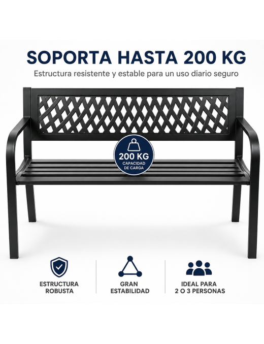 Banco Jardín Exterior T-LOVENDO de Metal 2-3 Plazas con Asiento Acero Resistente Anticorrosión - Terraza Patio Balcón