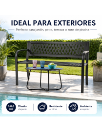 Banco Jardín Exterior T-LOVENDO de Metal 2-3 Plazas con Asiento Acero Resistente Anticorrosión - Terraza Patio Balcón