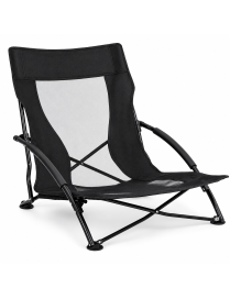 Silla Plegable Baja de Playa y Camping/Portátil y Compacta/Respaldo Transpirable/Reposabrazos Acolchados/Estructura de A