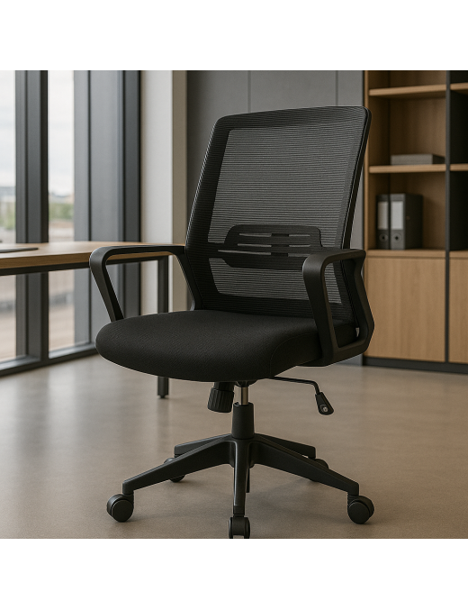 Silla de Oficina Ergonómica Giratoria con Soporte Lumbar Ajustable y Malla Transpirable - Altura Regulable