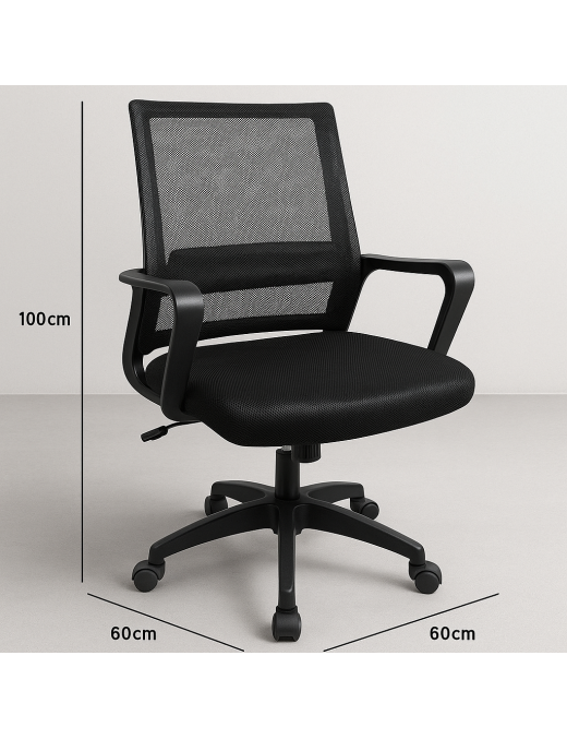 Silla de Oficina Ergonómica Giratoria con Soporte Lumbar Ajustable y Malla Transpirable - Altura Regulable